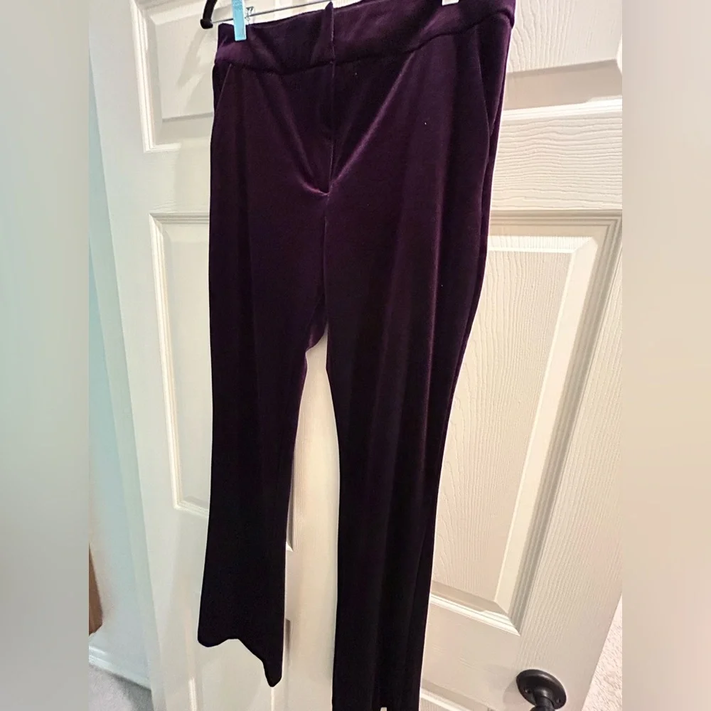 NWT JCPenny Premier Amour Velvet Plum Fitted Boot leg Pants - Picture 7 of 7